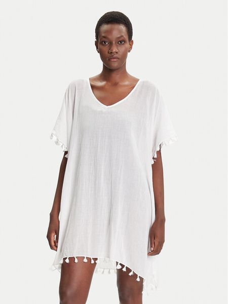 Seafolly Sukienka plażowa Amnesia 52162 Biały Regular Fit. Białe sukienki damskie Seafolly, na plażę, bez wzorów, z bawełny, bez kołnierzyka, bez ramiączek. Za 299.99 zł.