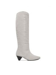 Badura Kowbojki EO-APRIL-123433 Szary. Szare kozaki damskie Badura, ze skóry, bez obcasa, na słupku. Za 649.99 zł.