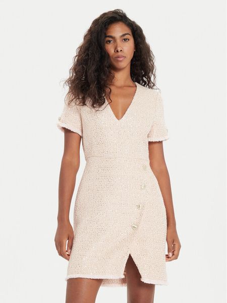 TWINSET Sukienka dzianinowa 241TP2425 Różowy Slim Fit. Czerwone sukienki damskie Twinset, bez wzorów, z dzianiny, bez kołnierzyka, bez ramiączek. Za 649.00 zł.