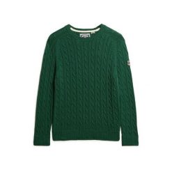 Sweter damski duży w splot warkoczowy Superdry. Zielone swetry damskie Superdry., na zimę, bez wzorów, ze splotem, bez kołnierzyka, bez ramiączek, bez kaptura. Za 284.00 zł.