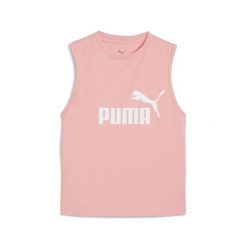 Damska wąska koszulka bez rękawów z logo No. 1 ESS PUMA Pink Fruit. Czerwone koszulki sportowe damskie Puma, xs, bez wzorów, z gumy, bez kołnierzyka, bez ramiączek, do biegania. Za 97.85 zł.