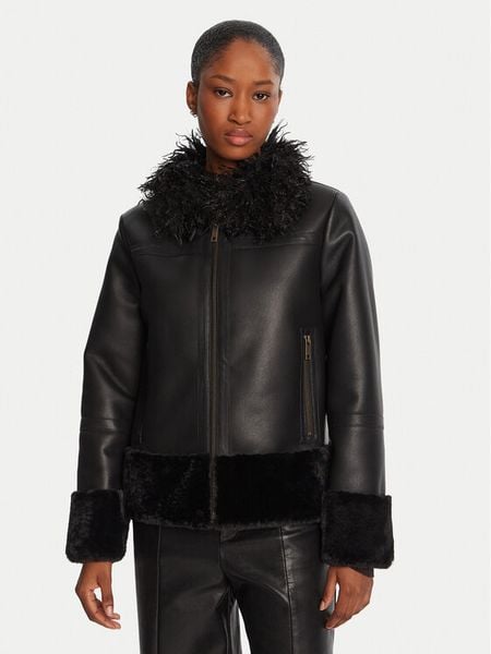 TWINSET Kurtka z imitacji skóry 252TP2410 Czarny Regular Fit. Czarne kurtki damskie Twinset, bez wzorów, ze skóry, bez kaptura. Za 1,299.00 zł.