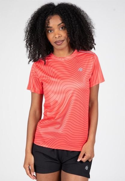 Mokena Koszulka - Czerwony. Czerwone koszulki sportowe damskie GORILLA WEAR, xs, bez wzorów, z poliesteru, bez kołnierzyka, bez ramiączek, na fitness i siłownię. Za 204.00 zł.
