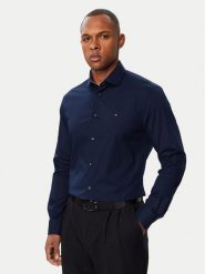Tommy Hilfiger Koszula MW0MW44710 Granatowy Slim Fit. Niebieskie koszule męskie Tommy Hilfiger, m, bez wzorów, z bawełny, biznesowe, bez kołnierzyka, bez ramiączek. Za 329.99 zł.