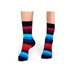Skarpetki Happy Socks - Stripe (SA01-068). Szare skarpety męskie Happy Socks, w kolorowe wzory, z bawełny. Za 34.90 zł.