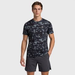 Koszulka z krótkim rękawem męska AULP TOMMY do biegania trekkingowa. Czarne koszulki sportowe męskie Aulp, m, bez wzorów, bez kołnierzyka, bez ramiączek, do biegania. Za 99.99 zł.