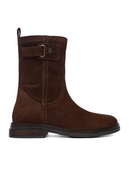 U.S. Polo Assn. Botki CEO-CORINA001W/ELT1 Brązowy. Brązowe botki damskie U.S. Polo Assn., bez obcasa, na płaskiej podeszwie, bez zapięcia. Za 429.99 zł.