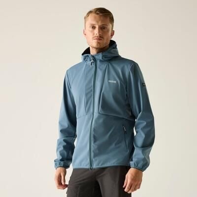 Męska wodoodporna kurtka typu softshell z kapturem Tredmoor. Niebieskie kurtki męskie Regatta, m, bez wzorów, z materiału, z kapturem. Za 239.99 zł.