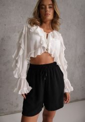 Czarne Szorty Casual High Waist na Lato Bogate w Wiskozę Ismina. Czarne szorty damskie Renee, na lato, l, bez wzorów, z materiału, casualowe, z podwyższonym stanem. Za 39.99 zł.