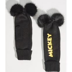 Rękawiczki Mickey Mouse - Czarny. Czarne rękawiczki damskie Sinsay, z motywem z bajki. Za 29.99 zł.