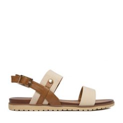 Sandały Beverly Hills Polo Club. Brązowe sandały damskie Beverly Hills Polo Club, bez wzorów, bez obcasa, na płaskiej podeszwie, bez zapięcia. Za 129.99 zł.