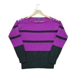 Second life - Damski fioletowy sweter - Jak nowy. Fioletowe swetry damskie Ralph Lauren, bez wzorów, bez kołnierzyka, bez ramiączek, bez kaptura. Za 114.98 zł.