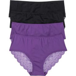 Figi "panty" (4 pary) bonprix czarny/fioletowy. Czarne figi damskie bonprix, z koronki. Za 51.96 zł.