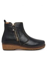 Pikolinos Botki Granada W0W-8988 Czarny. Czarne botki damskie Pikolinos, ze skóry, bez obcasa, na słupku, bez zapięcia. Za 759.99 zł.