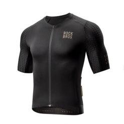 Oddychająca i odblaskowa koszulka rowerowa ROCKBROS. Czarne koszulki sportowe męskie ROCKBROS, xl, bez wzorów, z materiału, bez kołnierzyka, bez ramiączek, na fitness i siłownię. Za 189.12 zł.