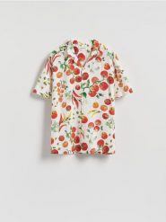 Koszula regular z dodatkiem lnu - wielobarwny. Koszule męskie Reserved, l, bez wzorów, z wiskozy, bez kołnierzyka, bez ramiączek. Za 149.99 zł.