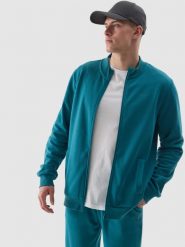4F Bluza dresowa rozpinana bez kaptura męska - turkusowa XL. Niebieskie bluzy męskie 4f, m, bez wzorów, z bawełny, bez kaptura. Za 149.99 zł.