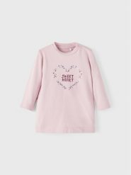 NAME IT Bluzka 13206931 Różowy Regular Fit. Czerwone bluzki dla dziewczynek Name it, bez wzorów, z bawełny, bez ramiączek. Za 29.99 zł.
