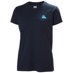 Koszulka damska Helly Hansen Massif Graphic. Niebieskie t-shirty damskie Helly Hansen, bez wzorów, bez kołnierzyka. Za 200.00 zł.