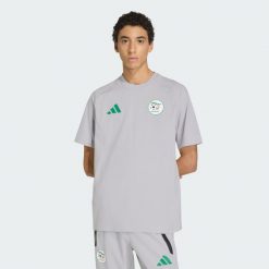 Koszulka Algeria Tiro Tech. Szare koszulki sportowe męskie Adidas, bez wzorów, bez kołnierzyka, bez ramiączek, do piłki nożnej. Za 199.00 zł.
