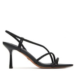 Sandały Nine West. Czarne sandały damskie Nine West, bez wzorów, bez obcasa, na szpilce, bez zapięcia. Za 229.99 zł.
