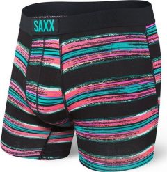 SAXX Bokserki męskie Vibe Boxer Brief Black Pulled Stripe r. S. Czarne bokserki męskie Saxx, m, bez wzorów. Za 103.99 zł.