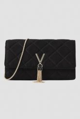 VALENTINO Czarna damska torebka Charlotte Pochette. Czarne kopertówki damskie Valentino by Mario Valentino, bez wzorów, ze skóry, zamszowe, bez dodatków. W wyprzedaży za 294.99 zł.