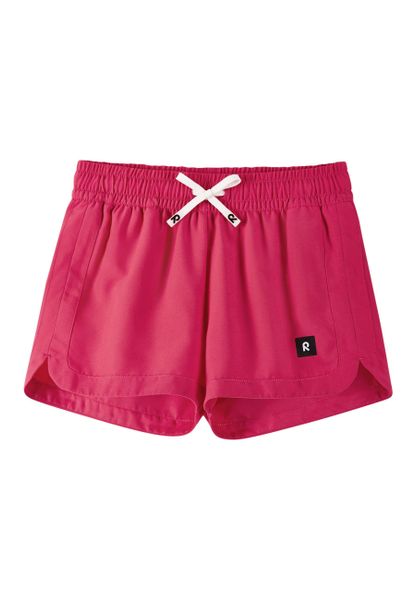 Szorty kąpielowe dziecięce Reima Nauru. Czerwone spodenki dla dziewczynek Reima, na lato, bez wzorów, z materiału, sportowe. Za 109.99 zł.