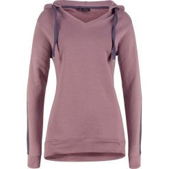Sweter dresowy z kontrastowymi wstawkami i troczkami bonprix matowy fioletowy. Swetry damskie bonprix. Za 59.99 zł.