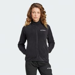Bluza Terrex Multi Full-Zip Fleece. Czarne bluzy sportowe damskie Adidas, s, bez wzorów, z materiału, bez kaptura, trekkingowe. Za 329.00 zł.