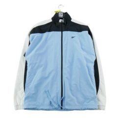 Kurtka dresowa męska niebieska. Niebieskie kurtki męskie Reebok, m, bez wzorów, z dresówki, sportowe, bez kaptura. Za 168.96 zł.