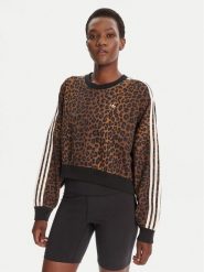Adidas Bluza Leopard JW7303 Brązowy Regular Fit. Brązowe bluzy damskie Adidas, s, bez wzorów, z bawełny, bez kaptura. Za 279.99 zł.