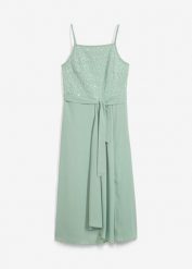 Sukienka maxi z cekinami. Zielone sukienki dla dziewczynek bonprix, bez wzorów, eleganckie, bez ramiączek. Za 127.99 zł.