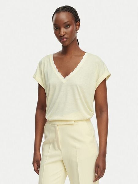 Morgan Bluzka 261-DIANA Żółty Regular Fit. Żółte bluzki damskie Morgan, s, bez wzorów, bez kołnierzyka, bez ramiączek. Za 149.99 zł.