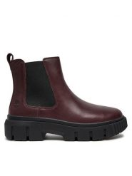 Timberland Sztyblety TB0A2QHQC601 Bordowy. Czerwone botki damskie Timberland, ze skóry, bez obcasa, na płaskiej podeszwie, bez zapięcia. Za 359.99 zł.