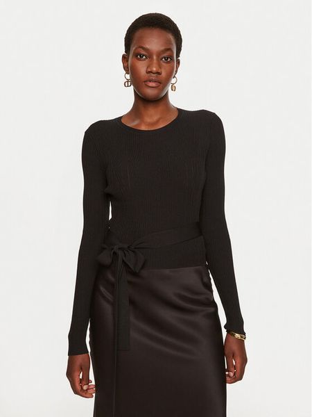 TWINSET Sweter 242TP3040 Czarny Slim Fit. Czarne swetry damskie Twinset, s, bez wzorów, z syntetyku, bez kołnierzyka, bez ramiączek, bez kaptura. Za 379.99 zł.