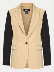 DKNY Marynarka UB4JX084 Beżowy Regular Fit. Brązowe żakiety damskie DKNY, bez wzorów, z syntetyku. Za 429.99 zł.