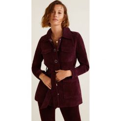Mango - Kurtka skórzana Seventy. Brązowe kurtki damskie Mango, w paski, z materiału. Za 449.90 zł.