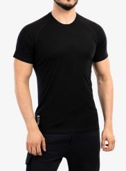 Koszulka termoaktywna męska Mons Royale Temple Tech T-Shirt. Czarne t-shirty męskie Mons Royale, m, bez wzorów, z elastanu, bez kołnierzyka. Za 247.49 zł.