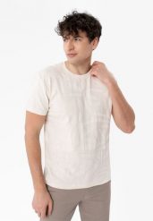 T-shirt z fakturą TM-ENAR. Białe t-shirty męskie Volcano, m, bez wzorów, z bawełny, klasyczne, bez kołnierzyka. Za 79.99 zł.