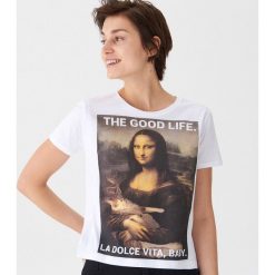Koszulka z nadrukiem Mona Lisa - Biały. T-shirty damskie marki House. Za 29.99 zł.