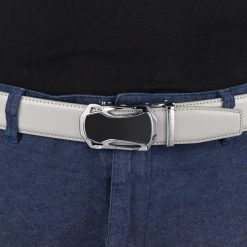 Pasek męski skórzany klamra automatyczna jasno szary Beltimore A48 : Kolory - szary, srebrny, Rozmiar pasków - r.95-110 cm. Szare paski damskie bez wzorów, ze skóry, wizytowe. Za 64.99 zł.