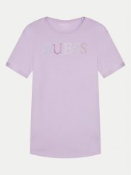 Guess T-Shirt J4GI38 J1314 Fioletowy Regular Fit. Fioletowe t-shirty i topy dla dziewczynek Guess, z aplikacjami, z bawełny, bez ramiączek. Za 79.99 zł.