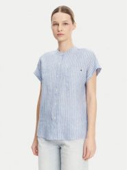 Tommy Hilfiger Koszula WW0WW44715 Błękitny Regular Fit. Niebieskie bluzki damskie Tommy Hilfiger, bez wzorów, ze lnu, bez kołnierzyka, bez ramiączek. Za 249.99 zł.
