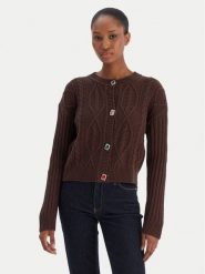 Liu Jo Kardigan MF5423 MS040 Brązowy Regular Fit. Brązowe kardigany damskie Liu Jo, xs, bez wzorów, z wełny, bez kołnierzyka, bez ramiączek, bez kaptura. Za 859.99 zł.