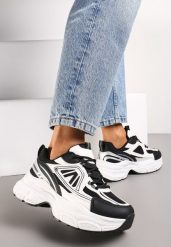Czarne Sneakersy z Siateczką i Wstawkami z Ekoskóry na Grubej Podeszwie Anirele. Czarne obuwie sportowe damskie Renee, bez wzorów. Za 99.99 zł.