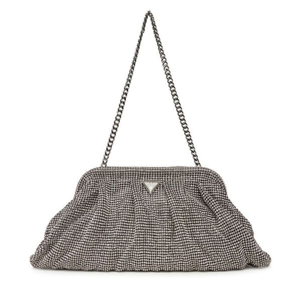 Torebka Guess. Szare torebki do ręki damskie Guess, z aplikacjami, wizytowe, bez dodatków. Za 419.99 zł.