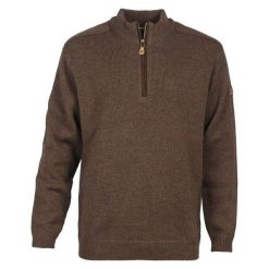 Sweter z zamkiem błyskawicznym PERCUSSION. Brązowe bluzy męskie PERCUSSION, bez wzorów, bez kołnierzyka. Za 221.50 zł.