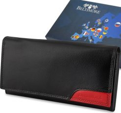 Beltimore Damski skórzany portfel duży poziomy retro RFiD czarny BELTIMORE 040. Czarne portfele damskie Beltimore, bez wzorów. Za 64.99 zł.