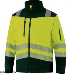Delta Plus Ostrzegawcza kurtka Softshell wodoodporna 2w1 odpinane rękawy odblaski dobra widzialność żółta pomarańczowa damska - Pomarańczowo fluo-czar. Brązowe kurtki damskie DELTA PLUS, s, bez wzorów, z softshellu, bez kaptura. Za 289.84 zł.